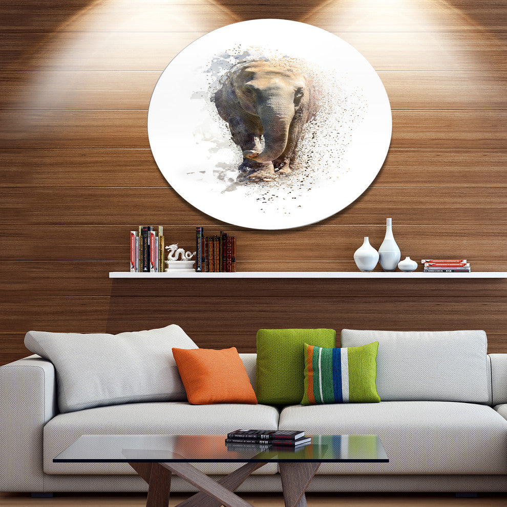 Elephant Portrait, Animal Round Wall Art, 11"