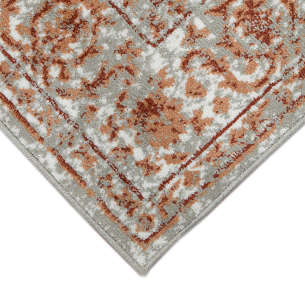 Alpine Fany Power-Loomed Polypropylene Area Rug, Orange/Gray, 7'10"x10'2"