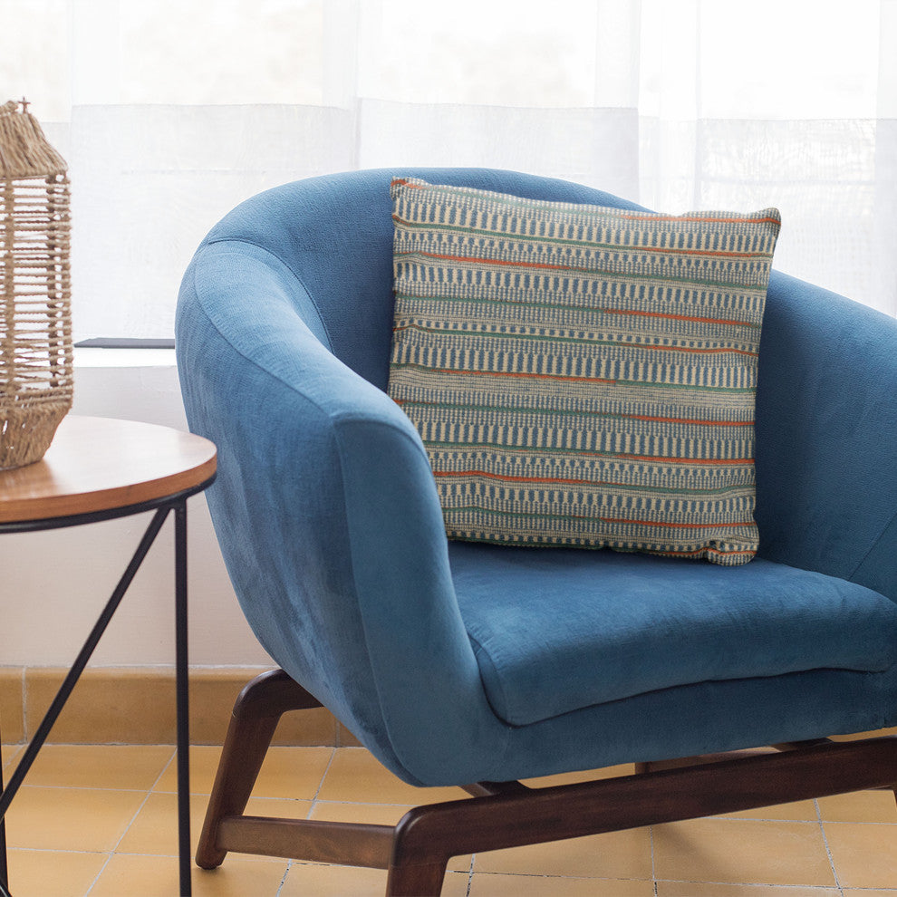 Plutus Blue Lane Stripe Luxury Throw Pillow, 16"x16"