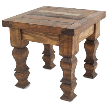 Rustic Old Door End Table, Natural Wood