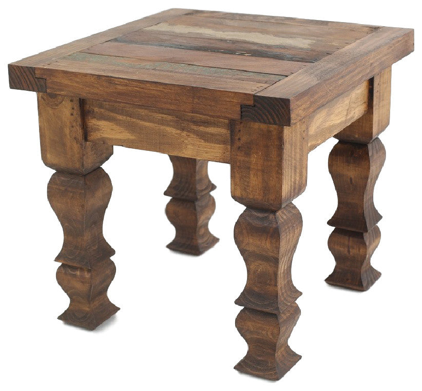 Rustic Old Door End Table, Natural Wood