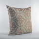 Plutus Beige Red Flowers Jacquard Luxury Throw Pillow, 18"x18"