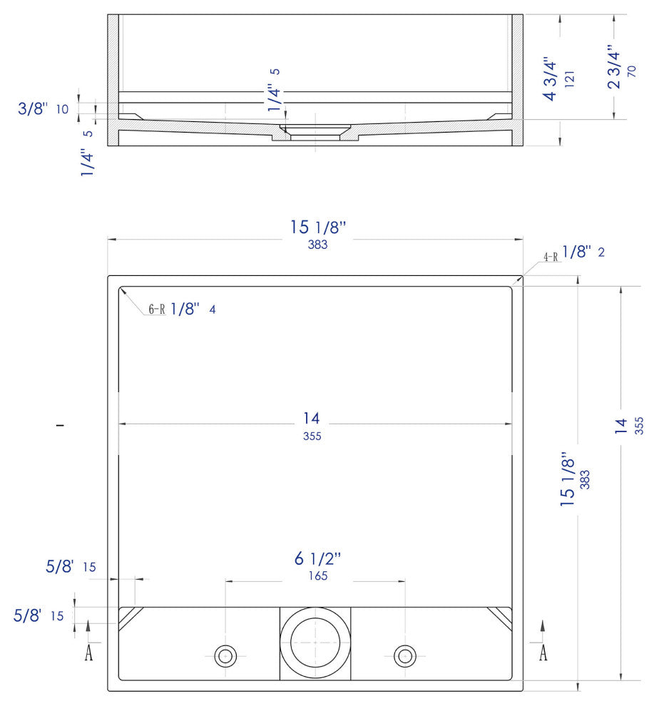 Black Matte 14" Square Solid Surface Resin Sink