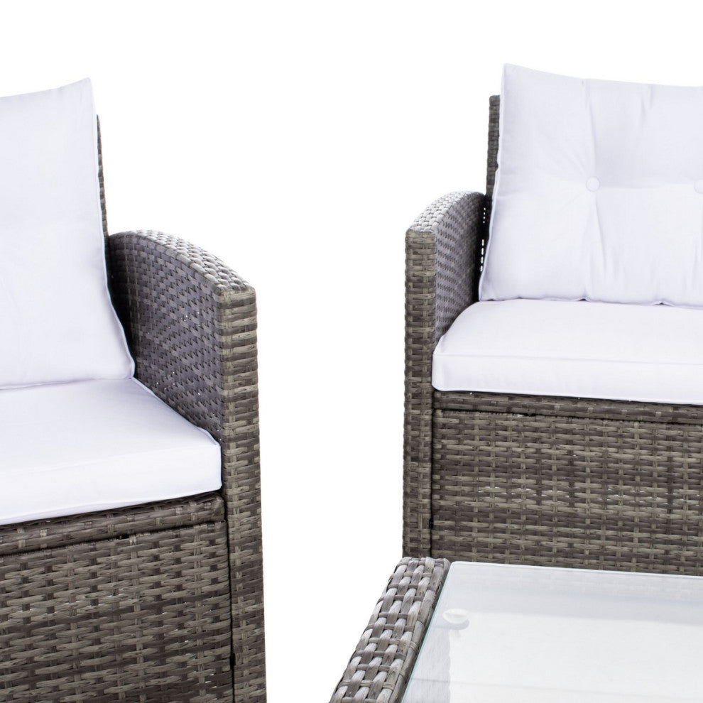 Safavieh Outdoor Vellor 4 Piece Living Set Grey Brown/White