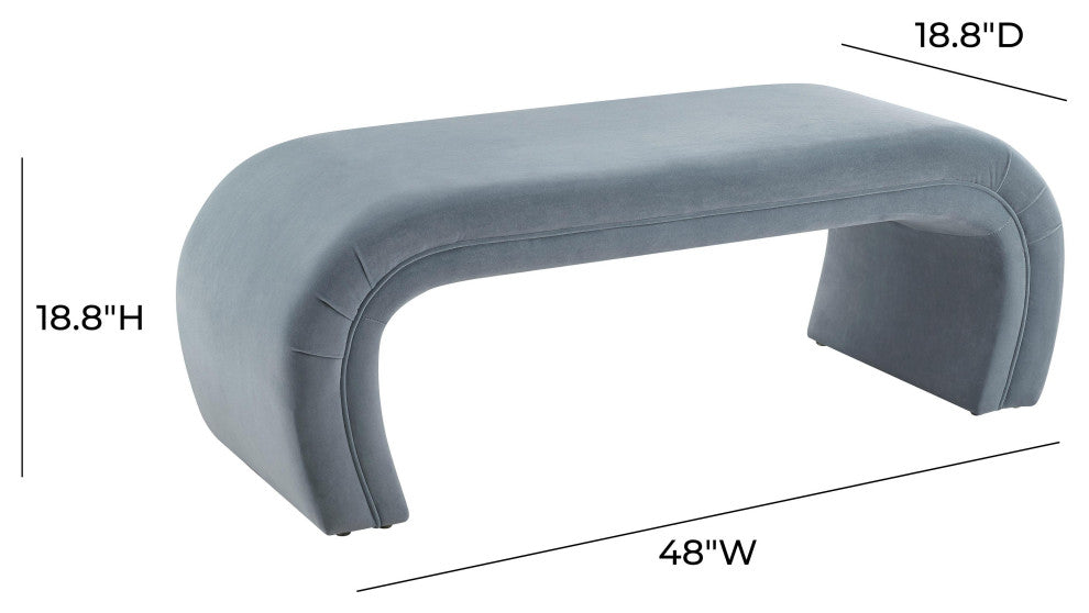 TOV Furniture Kenya Sea Blue Velvet Bench