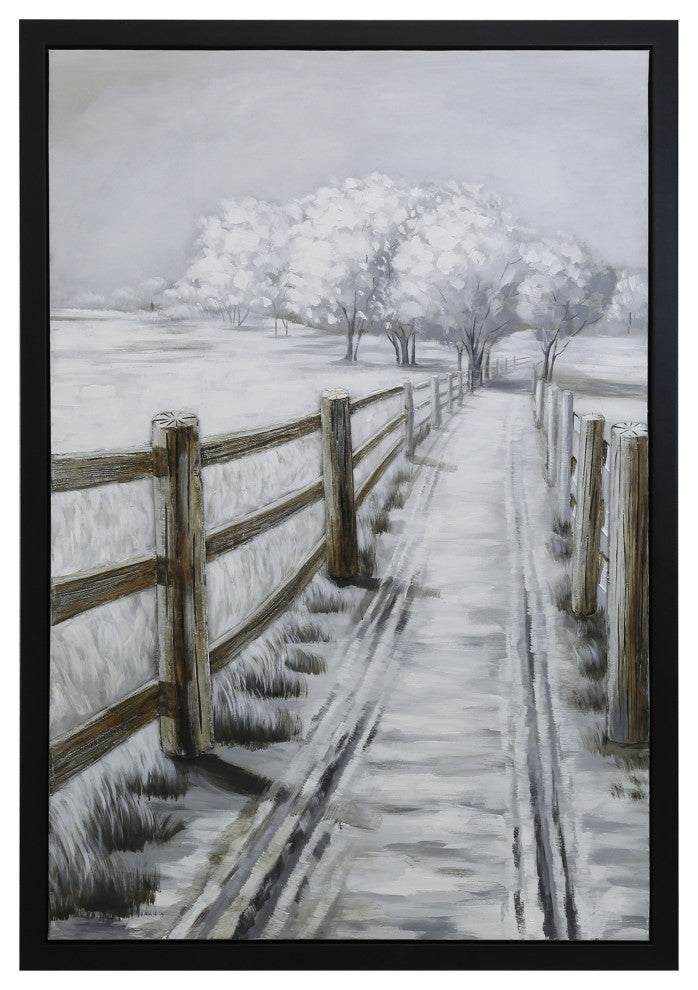 'Country Road II Wall Art Hand Painted on Canvas Framed With 3D Elements