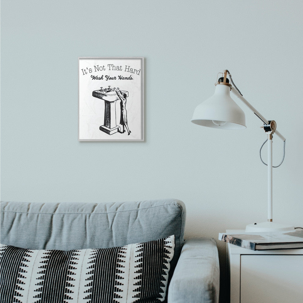 Not That Hard Bathroom Funny Word Design, 11"x14", Gray Frame