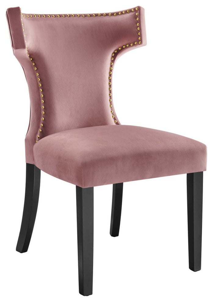 Curve Performance Velvet Dining Chairs, Set of 2, Dusty Rose