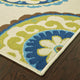 7' X 10' Ivory Indigo And Lime Medallion Disc Indoor Outdoor Area Rug