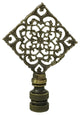 Royal Designs Diamond Floral Filigree Finial, Antique Brass