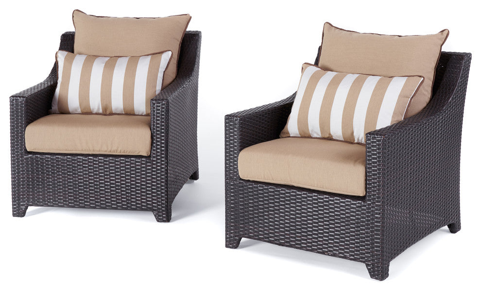 Deco 2 Piece Aluminum Outdoor Patio Club Chairs, Maxim Beige