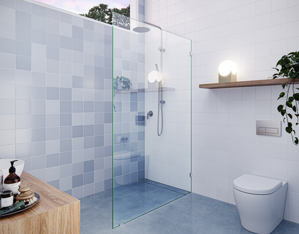 78"x46" Frameless Shower Door Single Fixed Panel, Brushed Nickel