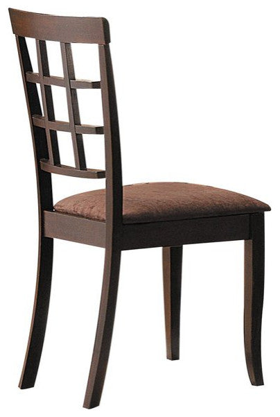 Benzara BM177826 Open Back Wood & Fabric Side Chairs, Espresso Brown, Set of 2