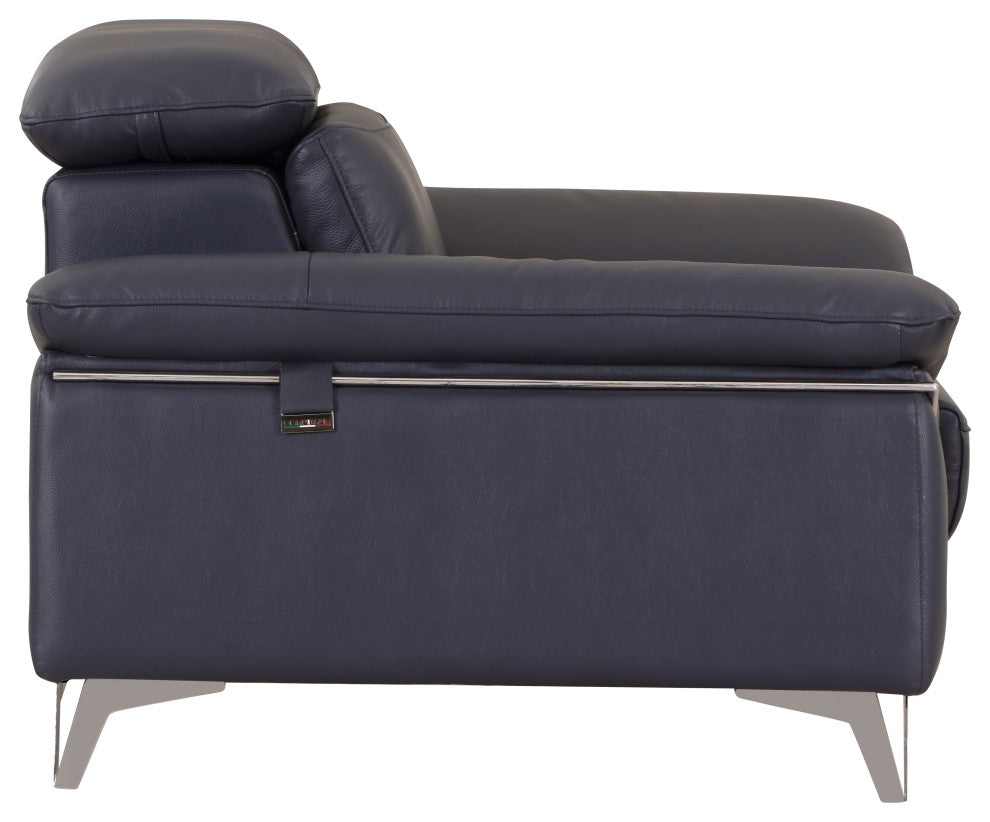 Lazio Contemporary Genuine Italian Leather Chair Navy