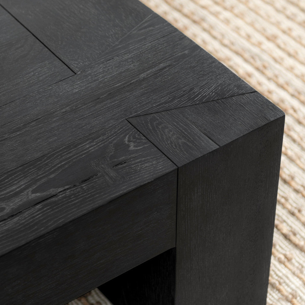 Bristol Cracked Oak Coffee Table, by Kosas Home, Meadow Black