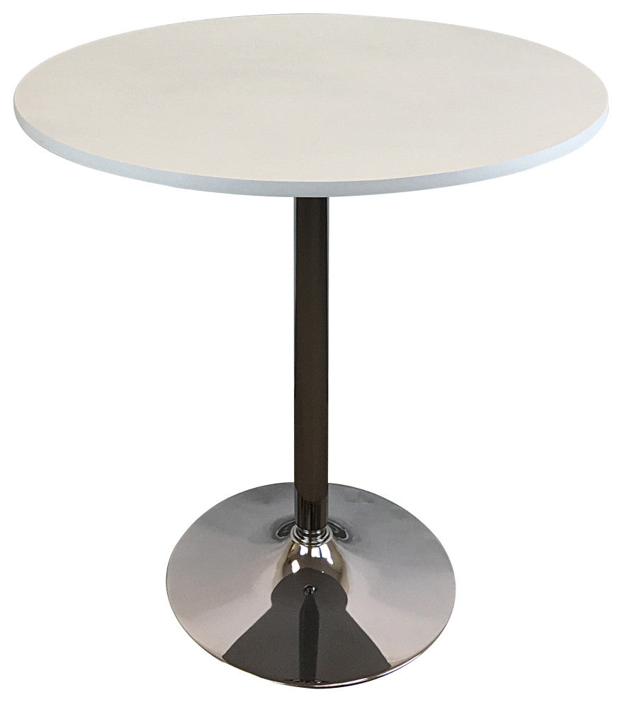 Round Wood Top Dining Table With Chrome Base, White