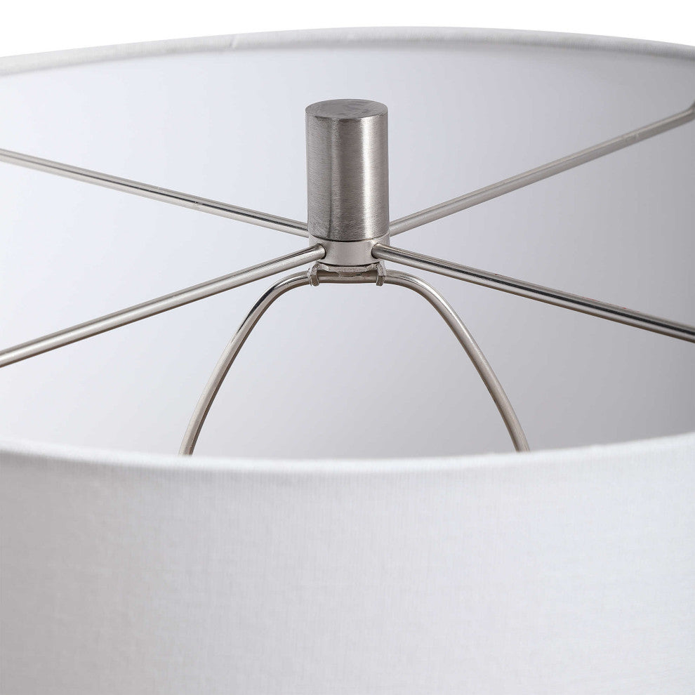 Sleek Light Gray Column Table Lamp Ceramic Two Tone Gloss Textured