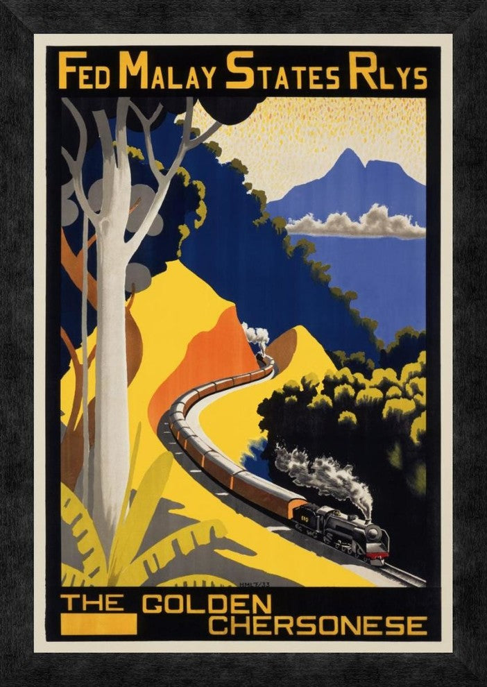 "Fed Malay States Rlys" Framed Canvas Giclee, 17"x24"