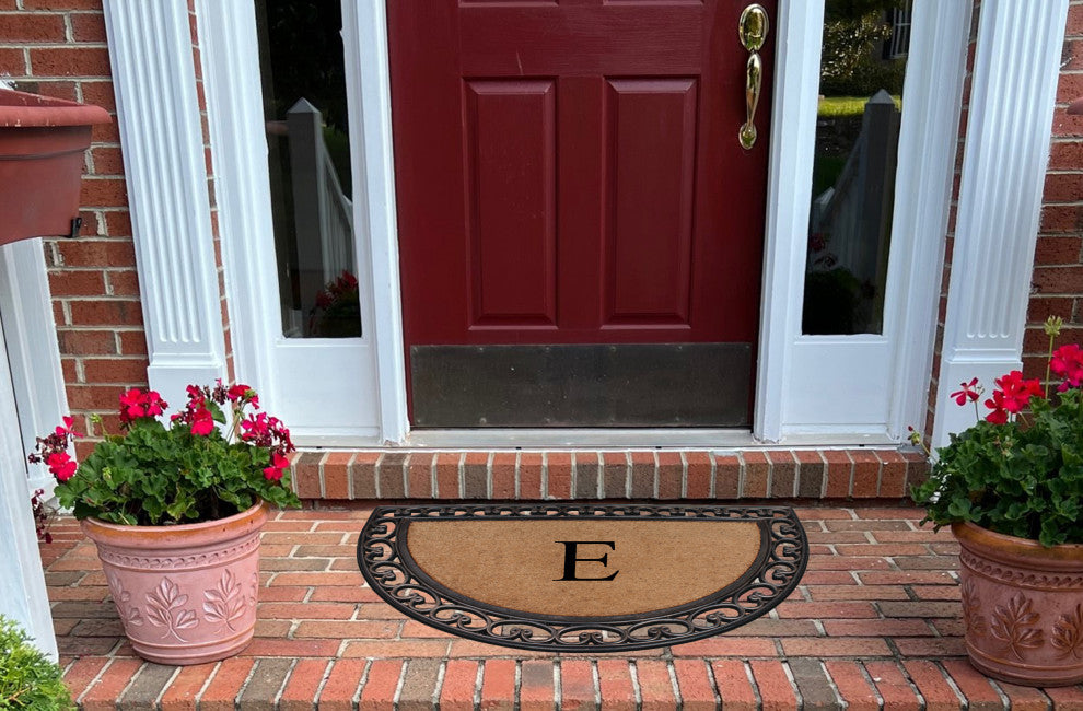 A1HC Natural Coir Monogrammed Door Mat For Front Door, 30"x48", E