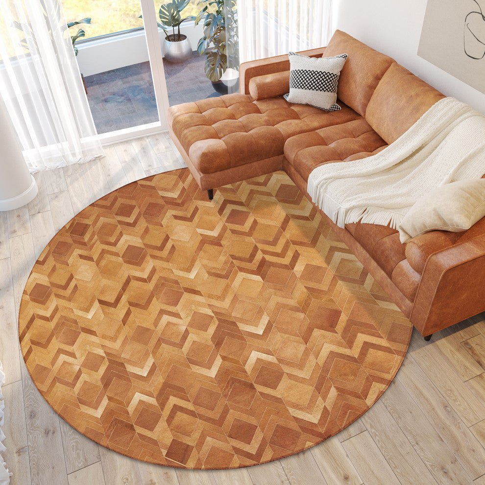 Indoor/Outdoor Stetson SS5 Spice Machine Washable 10' x 10' Round Rug