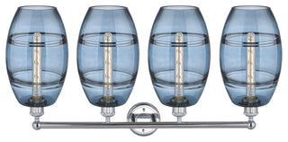 Edison-Vaz 4-Light 35" Bath Vanity Light, Polished Chrome, Princess Blue