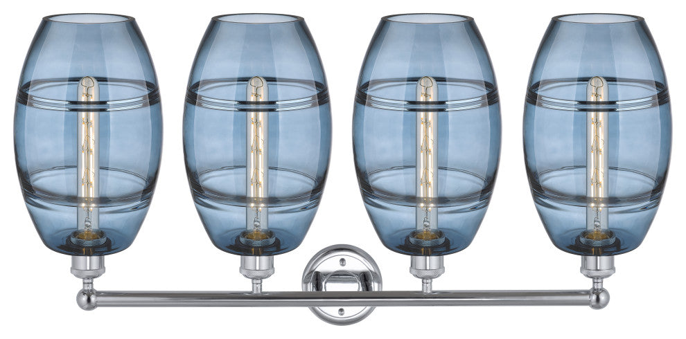 Edison-Vaz 4-Light 35" Bath Vanity Light, Polished Chrome, Princess Blue