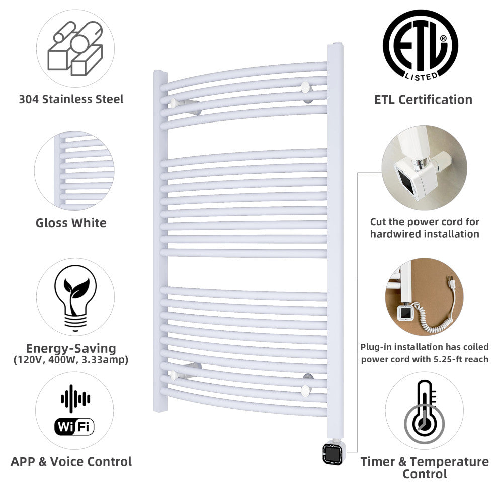 HEATGENE Smart Towel Warmer With Timer and Temperature Control, White