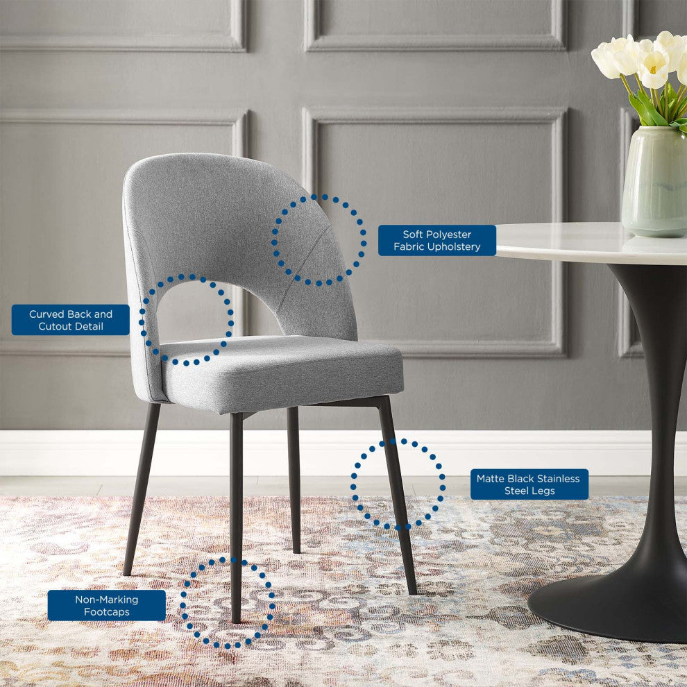 Side Dining Chair, Fabric, Black Gray, Cafe Bistro Restaurant Hospitality