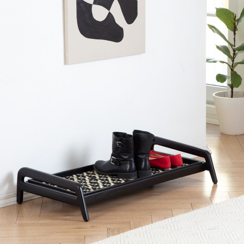 Single-Tier Black Stand With 3-Pair Rubber Boot Tray Madagascar