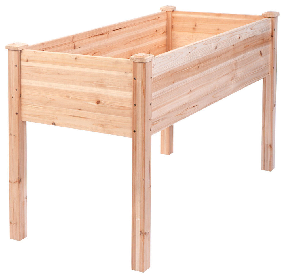 Costway Wooden Raised Vegetable Garden Bed Elevated Planter Kit Grow Gardening