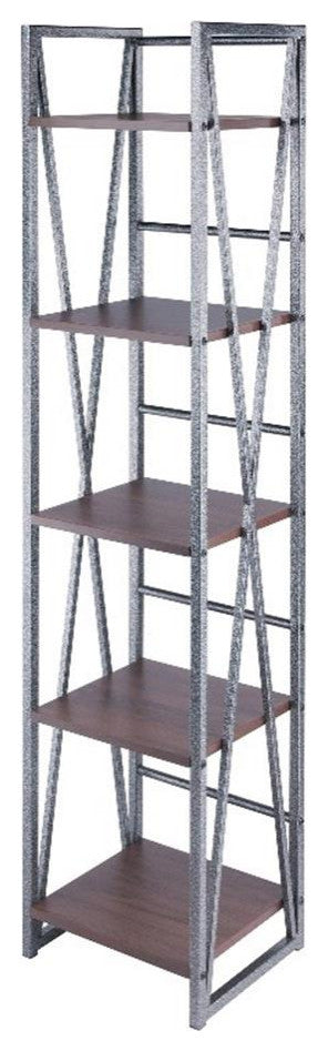 Isa 5-Tier Shelf, Graphite and Walnut