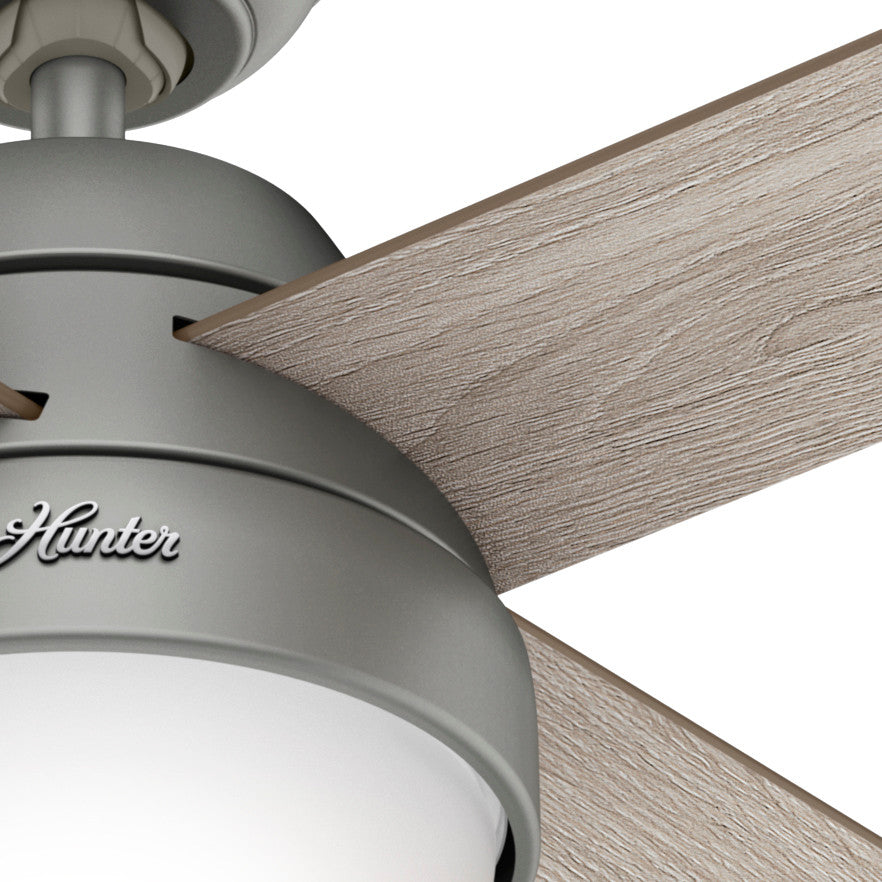 Hunter 52" Marietta Matte Silver Ceiling Fan, LED Light and Remote Control