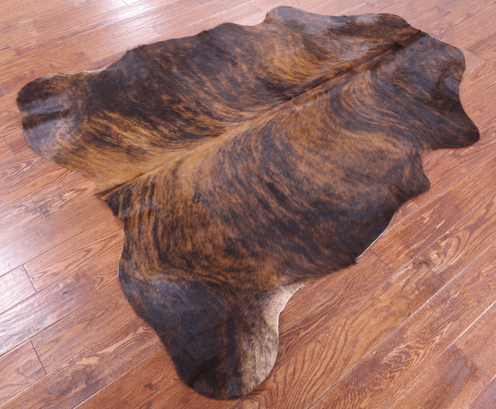 6' 7" X 5' 8" Brindle Natural Cowhide Rug C2295