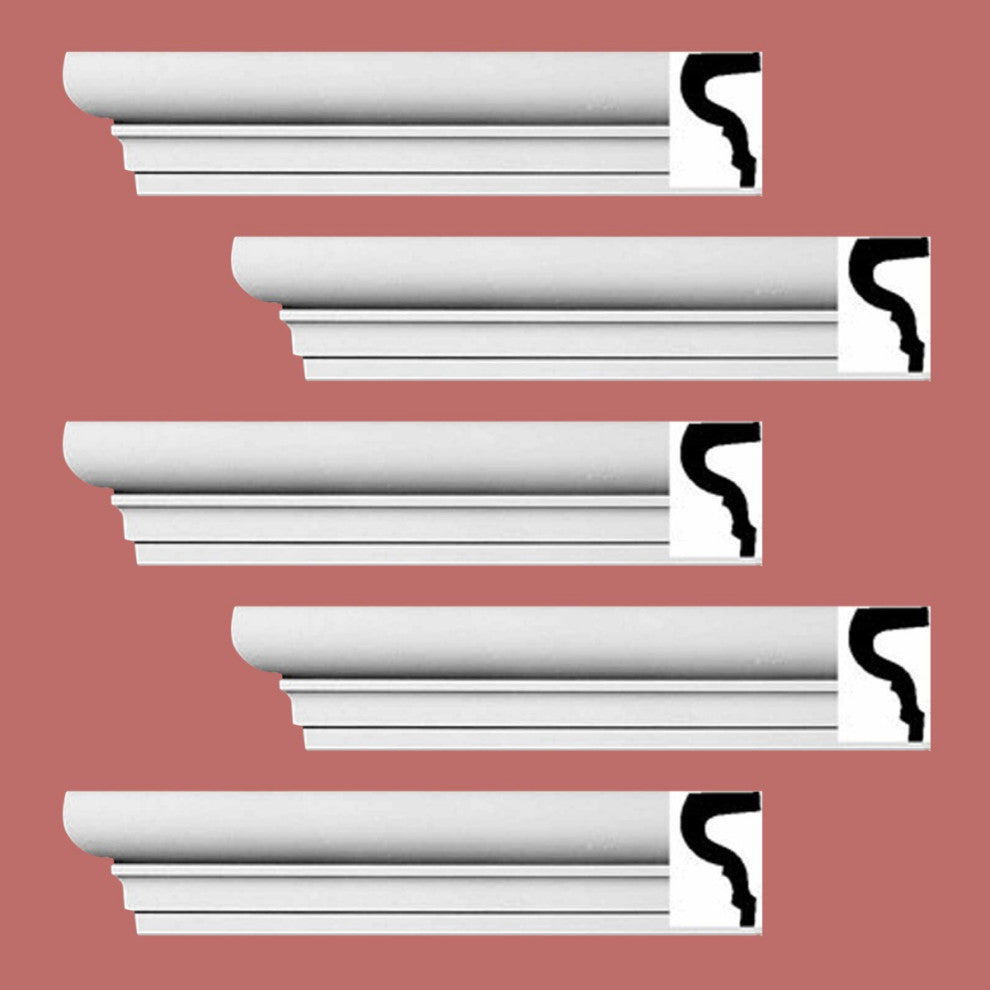 Cornice White Strasbourg Design 5 Pieces Totaling 480" Length