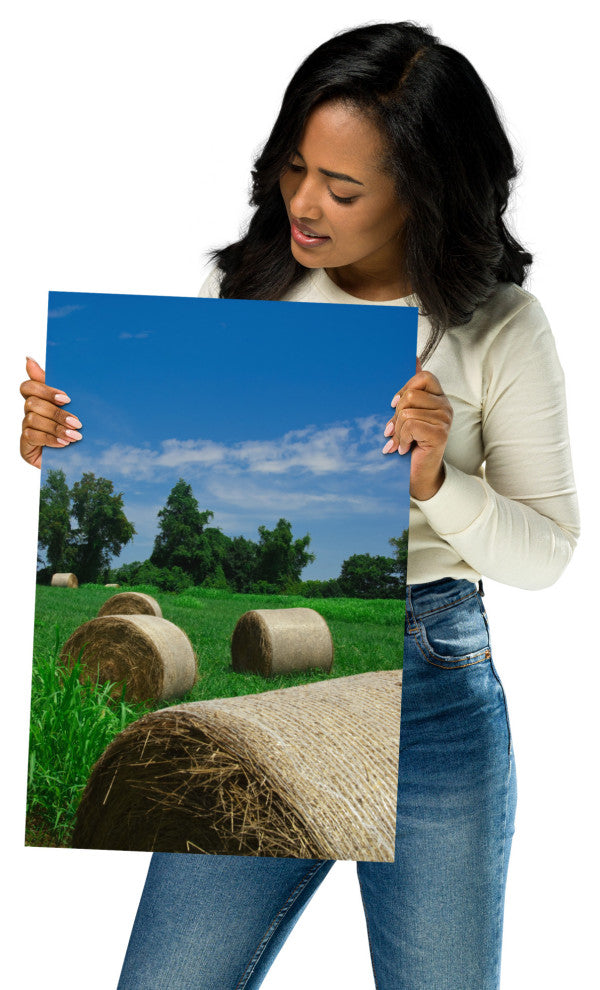 Hay Whatcha Doin in the Field Rural Unframed Wall Art Print, 12" X 18"