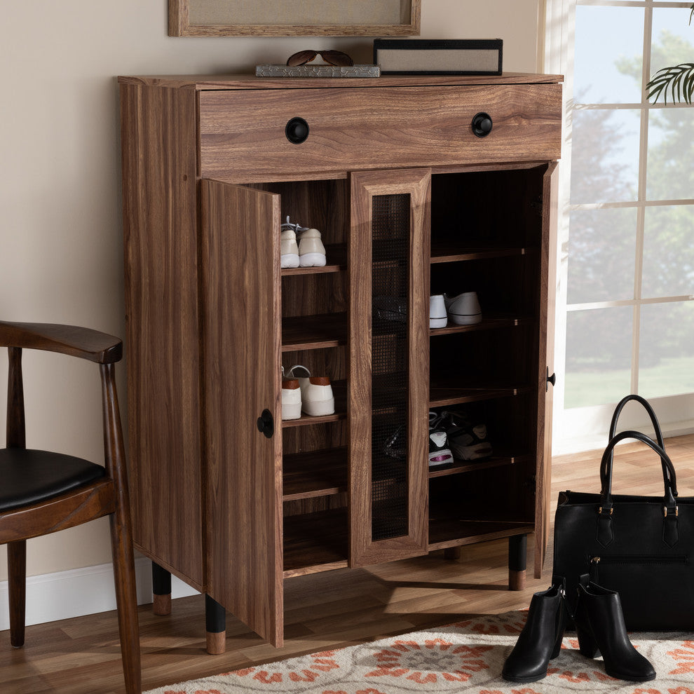 Valina Modern 2-Door Wood Entryway Shoe Storage Cabinet with Drawer
