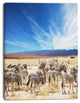Herd of Zebras under Blue Sky, African Canvas Art Print, 12"x20"