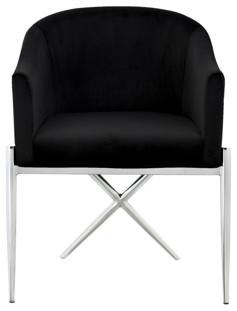 Xavier Velvet Dining Chair, Black, Chrome Legs