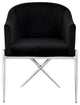 Xavier Velvet Dining Chair, Black, Chrome Legs