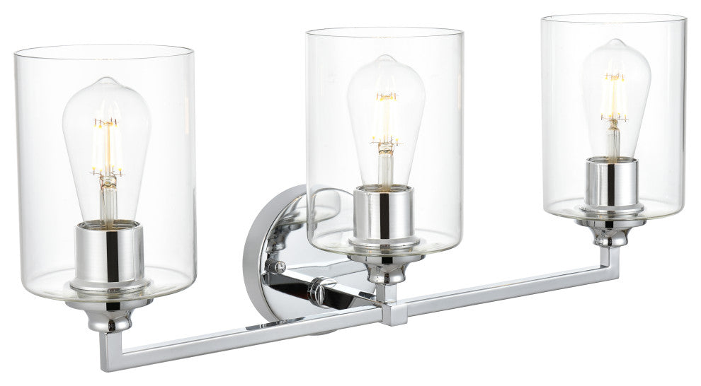 3 Light Chrome And Clear Bath Sconce