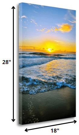 18" Beautiful and Vibrant Sunset at the Beach Giclee Wrap Canvas Wall Art