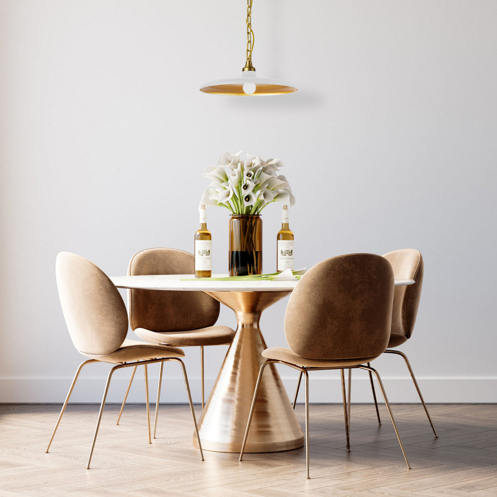 Quentin Contemporary 1 Light Matte White Aged Brass Metal Pendant