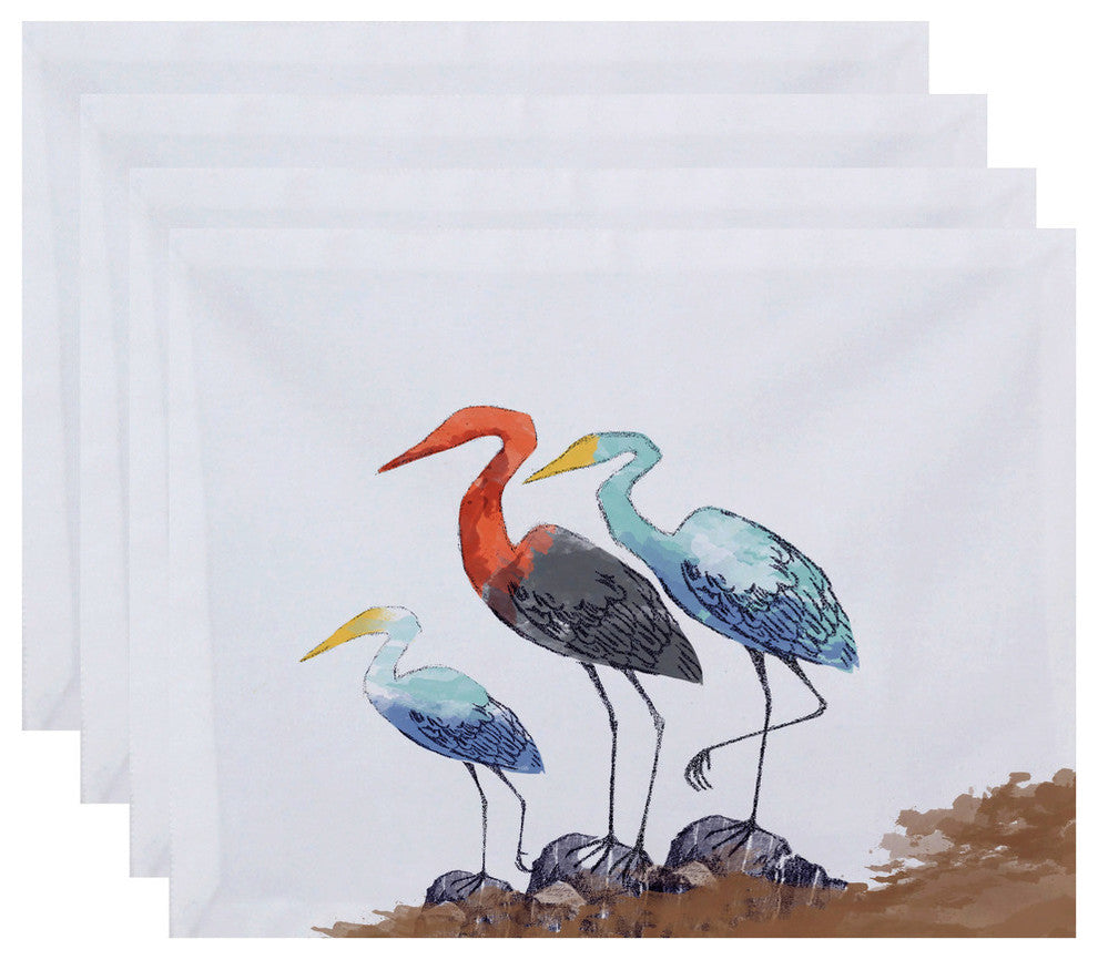 18"x14" Sunbathers, Animal Print Placemat, Set of 4, White
