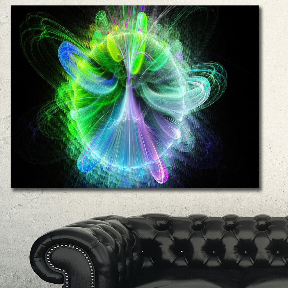 Bright Blue Fractal Vortices of Energy, Floral Canvas Art Print, 40"x30"