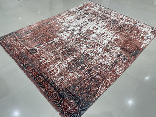 Hand-Knotted Wool Ivory/Red Transitional Modern Modern Rug, 7' X 9'