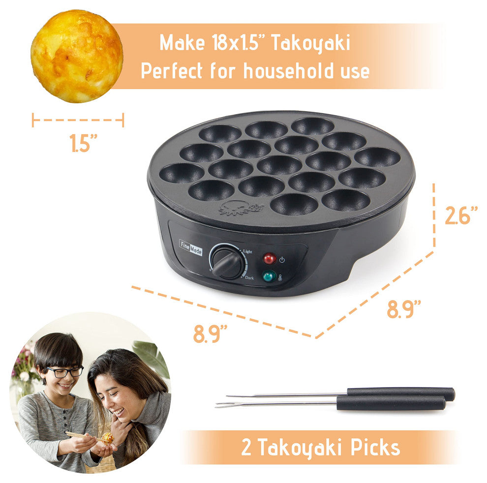 Taiyaki Fish Waffle Maker Machine with Non Stick Cooking Plate, Electric, Takoyaki Maker (Octopus Balls)