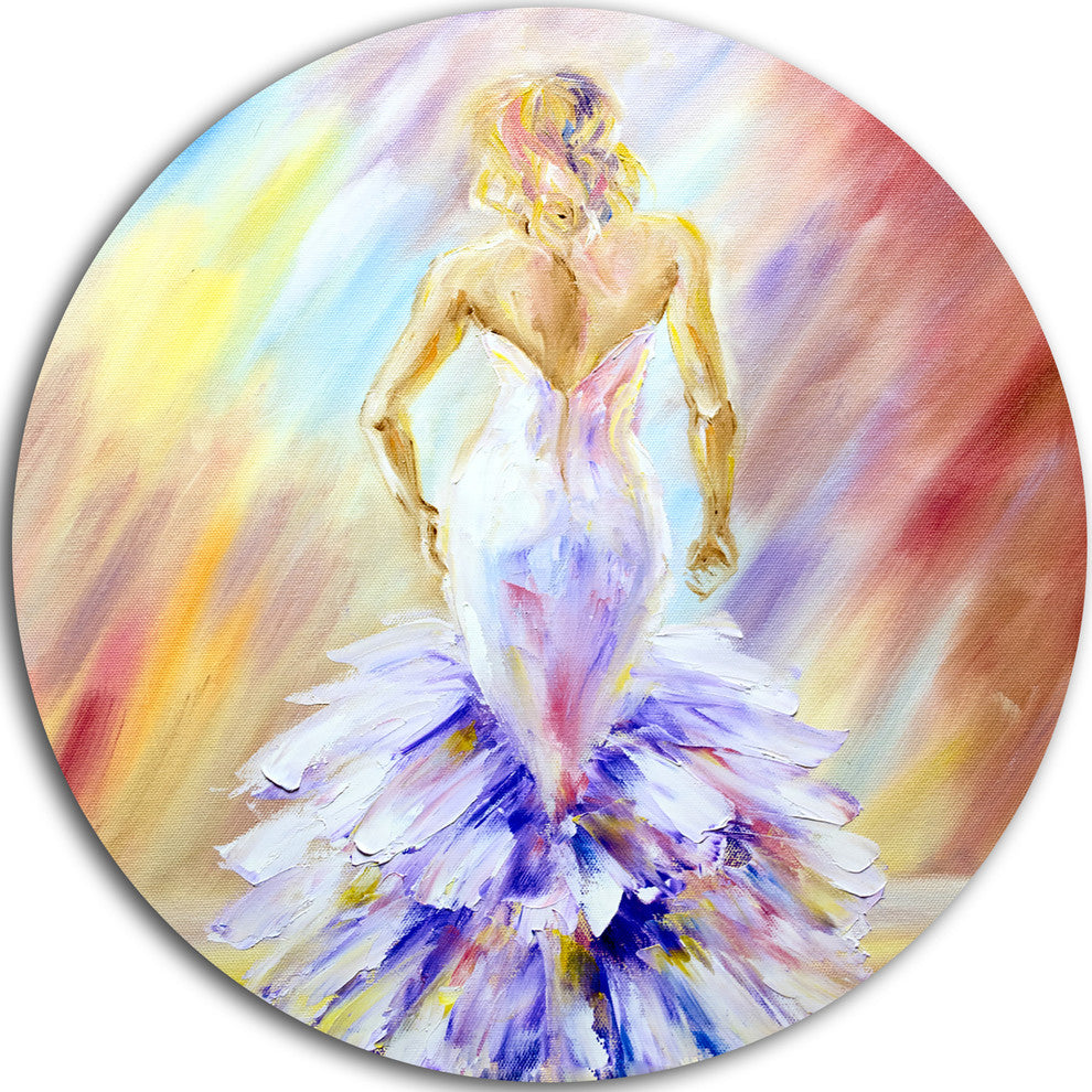 Woman At The Ball, Portrait Round Metal Wall Art, 36"