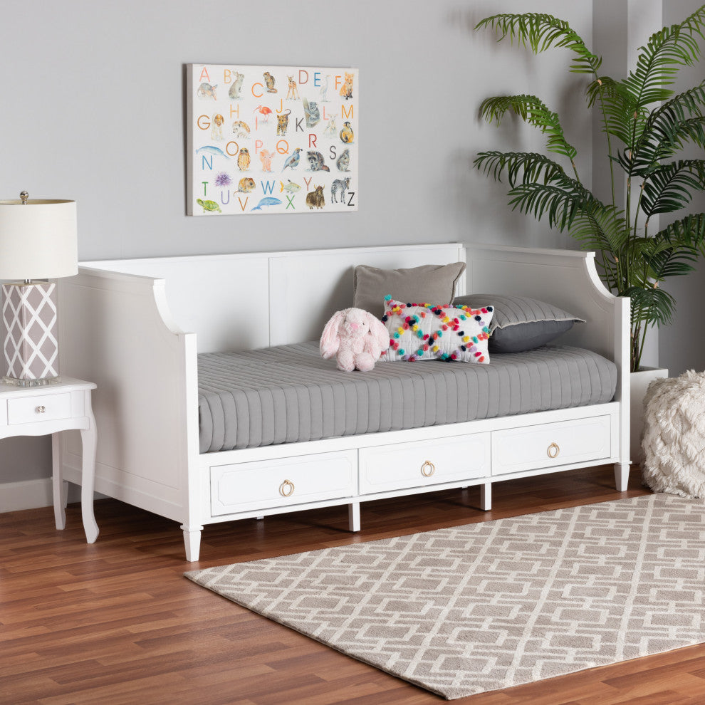 Cloe White 3-Drawer Daybed, Twin