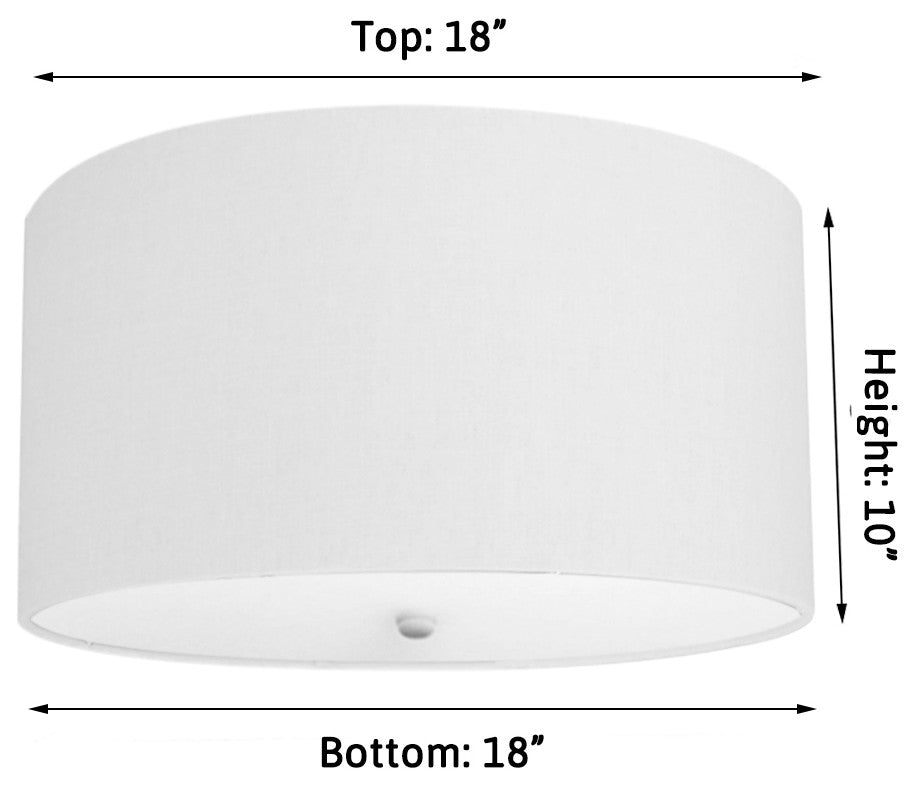 Moderne Flush Mount Conversion Kit 18"w White Linen  Shallow Drum Lampshade