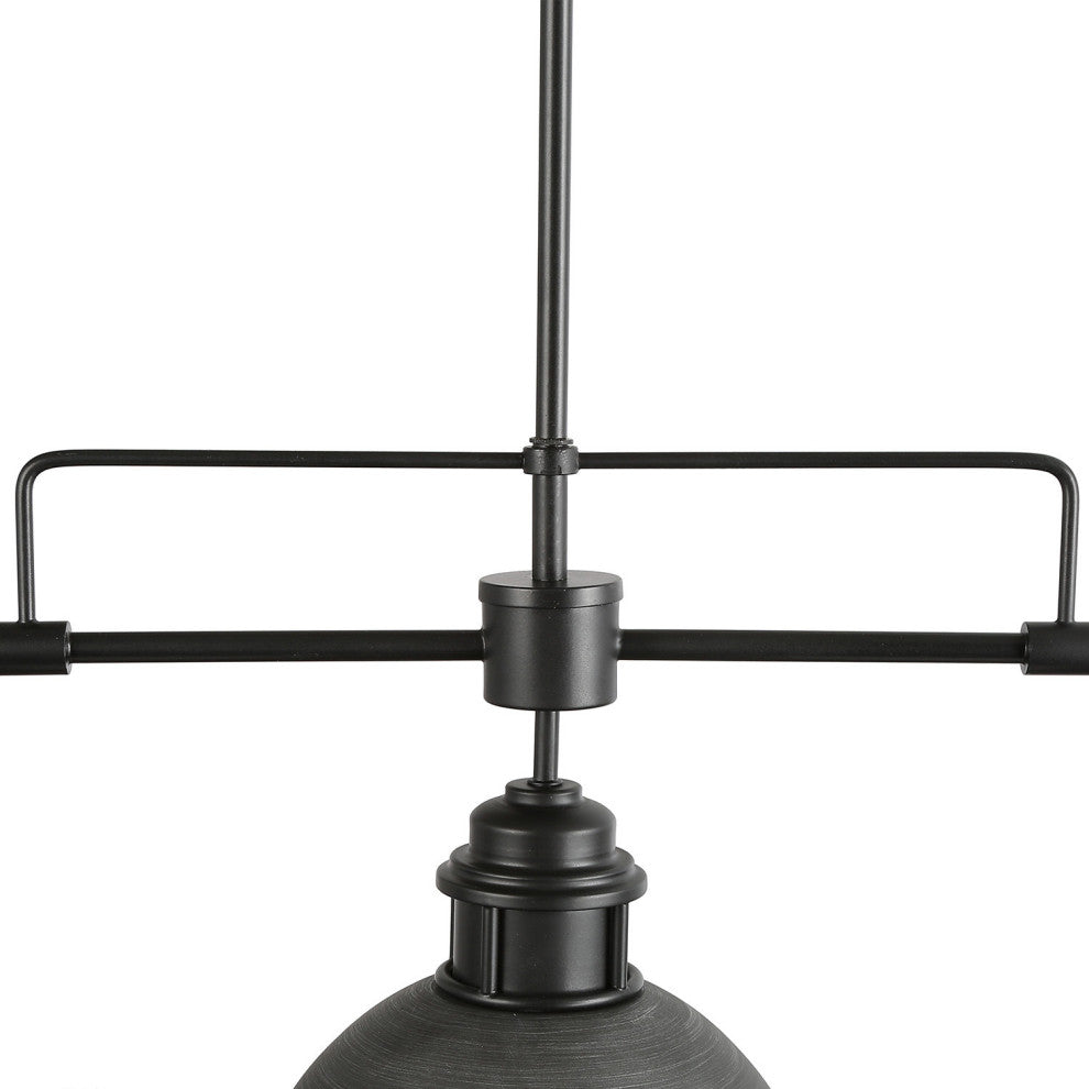 LALUZ 3-Light Linear Industrial Kitchen Island Lighting, Matte Black and Gray
